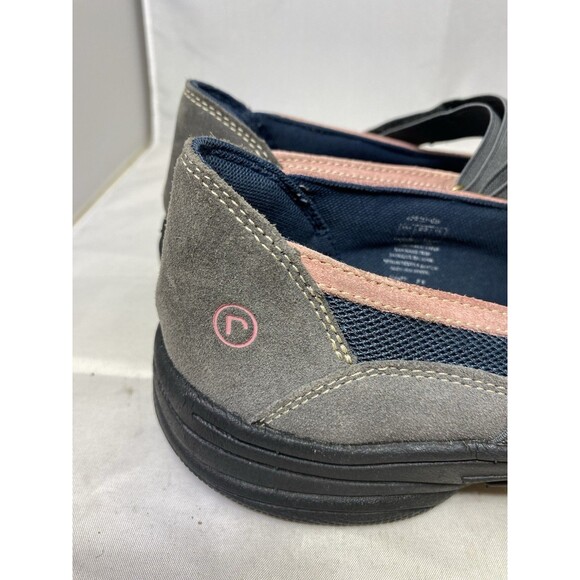 Rockport Seaview gray Suede pink Mesh Mary Jane Flats Loafers Shoe Size 9 EUC!!